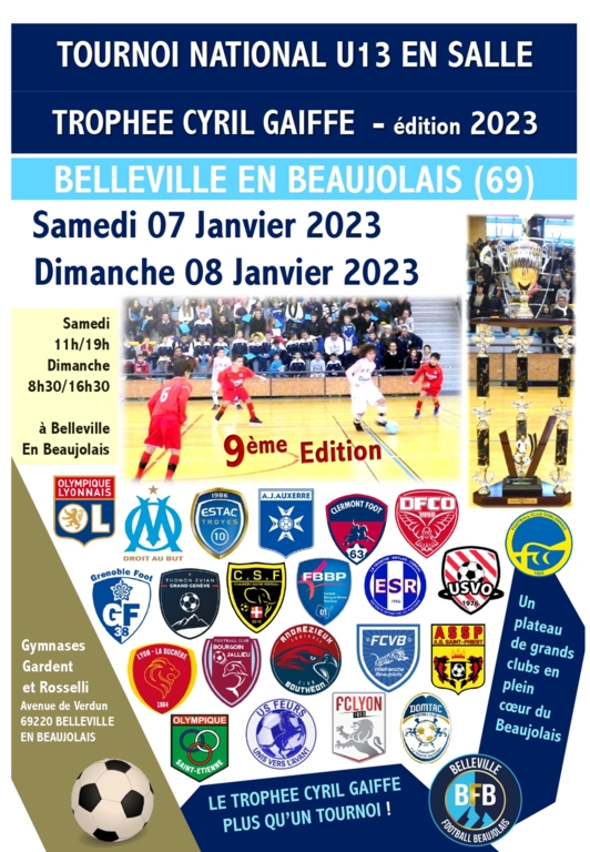 TOURNOI NATIONAL U13 9 ème édition BELLEVILLE FOOTBALL BEAUJOLAIS