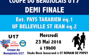 COUPE DU BEAUJOLAIS - équipe 2 U17 ufbsja en DEMI FINALE le mercredi 23 Mai 